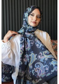 Resim Afvente Paisley Desen Lacivert Soft Pamuk Şal Çok Renkli 