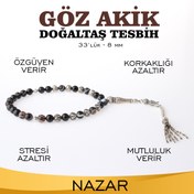 Resim OSMANLI DOĞAL TAŞ Sertifikalı Göz Akik Doğaltaş Tesbih 6 Mm, T222 