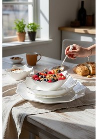 Resim Hilland Opal Yemek Takımı - 24 Parça Opal Yemek Seti Takımı 6 Kişilik Beyaz 