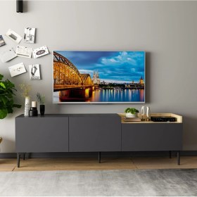 Resim BMdekor TV Sehpası Muya Antrasit Safir Meşe 