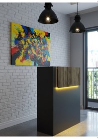 Resim Resital Ledli Karşılama Bankosu G-90 Cm Ofis Kasa Resepsiyon Masası Banko-003-4-2 