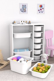 Resim Pratico Zen 10 Sepetli Çok Amaçlı Oyuncak Dolabı Beyaz 2d2k6u 