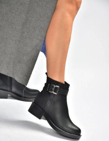 Resim V674121109 Siyah Alçak Topuklu Kadın Bot Siyah-Suni Deri 