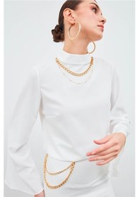 Resim Sateen Kolye Detaylı Bluz 3067-1006 001 