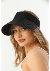 Resim Hasır Tenisci Siyah Vizör Şapka Siyah 