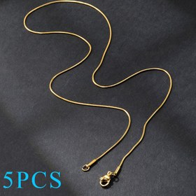 Resim 5 Paketlik Basit Klasik Yılan Zinciri Kolye Seti - 18K Altın Kaplamalı Paslanmaz Çelik Unisex Moda Aksesuarları Günlük Giyim, Festival Kutlamaları, Tüm Mevsimler İçin - Mozaik Malzemesiz Zarif Kampüs Stili Takı 