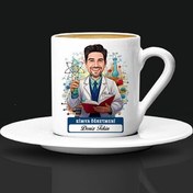 Resim Erkek Kimya Öğretmeni Karikatürlü Kahve Fincanı 