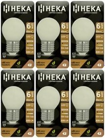 Resim Heka LED Ampul, 6W (48W), 3000K Sarı Işık, E27 Duylu, G45, 6 Adet Set 