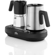 Resim Krom Metal Moka Pot Karıştırıcılı, Italyan ve Türk Kahve Makinesi, Turuncu 