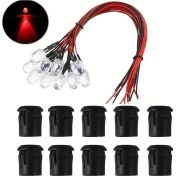 Resim Wangxi 10 Adet Kırmızı 10mm 12v Led Ve Siyah Plastik Tutucu Seti 