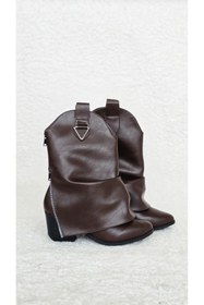 Resim Melinta Shoes Melinta Kadın Kovboy Silver Çizme Kahverengi Deri M0053 