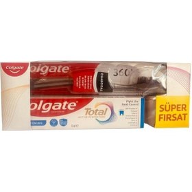 Resim Colgate Total Active Protection Beyazlık Diş Macunu 50 Ml + Charcoal Diş Fırçası Süper Fırsat Paket Beyazlık 