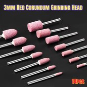 Resim 14 parça 3mm Şaftlı Pembe Elmas Taşlama Başlığı Seti, Esnek Mil ile Metal Parlatma ve Buffing Başlıkları için Dayanıklı Korundum Döner Alet Taşlama Tekerlekleri Pas Çıkarma Kalıp Taşlama ve Bitirme 
