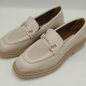 Resim Bej Loafer Oxford 3cm Topuk Zincir Detay( Bir Numara Büyük Tercih Ediniz Lütfen) 