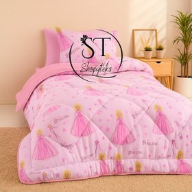 Resim Tek Kişilik Prenses Desenli Çift Taraflı Wellsoft Yorgan Yorgan+yastık Kılıfı Pembe 