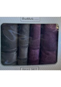 Resim Özdilek Blossom Best Set Hamam Takımı Mürdüm-antrasit Çok Renkli 