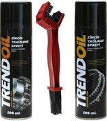 Resim Trendoil Motosiklet Zincir Temizleme Spreyi Yağlayıcı Spreyi 500'er Ml+zincir Temizleme Fırçası 