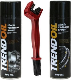 Resim Trendoil Motosiklet Zincir Temizleme Spreyi Yağlayıcı Spreyi 500'er Ml+zincir Temizleme Fırçası 