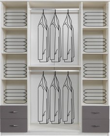 Resim Bella 4 Kapılı Gardırop Aynalı Çekmeceli 170x55x210 