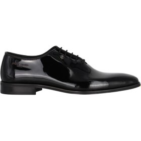 Resim Pierre Cardin Erkek Siyah Rugan Deri Oxford El Yapımı Smokin Düğün Gala Klasik Ayakkabı 