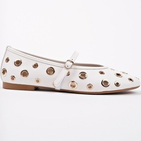 Resim Muggo Misha Tek Bant Troklu Günlük Kadın Babet Beyaz 