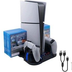 Resim Pg-tech Gp-521 Ps5 Slim Disk/ps5 Slim Dijital Uyumlu Multifonksiyonel Soğutucu Fan Şarj Stand Siyah 