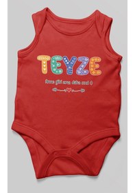 Resim Morivokids Teyze Anne Gibi Ama Daha Cool Sıfır Kollu Bebek Zıbını %100 Pamuk Kırmızı 