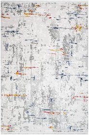 Resim Novah Gri Soyut Modern Geometrik Etnik Eskitme Desenli Boho Makinada Yıkanabilir Hafif Hav Toz Vermez Leke Tutmaz Kaymaz Taban Dijital Makine Baskı Halı Oturma Odası Salon Yolluk Koridor Mutfak Halısı 