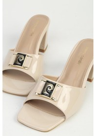 Resim Pierre Cardin Kadın Bej Rugan Topuklu Terlik Pc-55787 Bej 