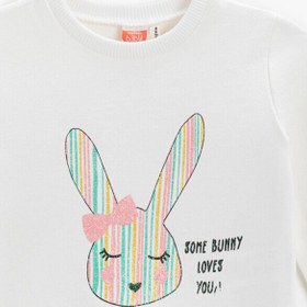 Resim Kız Bebek Bonito Tavşan Baskılı Sweatshirt Pamuklu 