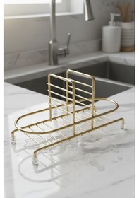 Resim Makri Home Siyah Sıvı Sabunluk Standı Tezgah Üstü Banyo Mutfak Düzenleyici, Altın Rengi Oval Organizer 