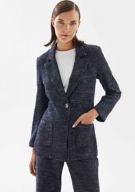 Resim Kadın Triko Görünümlü Blazer Denim Ceket - XL 