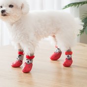 Resim Su geçirli kauçuk köpek pati koruyucuları, küçük ve büyük ırklar için sabitleyiciler - Dış Mekan Pat Koruma için Dayanıklı Örgü Malzeme ile Kaymaz Evcil Hayvan Ayakkabı Çorapları 