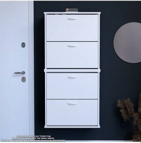 Resim Modilayn Umay Asma Antre Hol 72 X 148 X 25,5 Cm Lik 4 Düşer Kapak 8 Göz Bölmeli Ayakkabılık Beyaz 