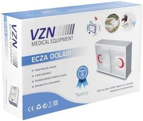 Resim VZN Ecza Dolabı | 4 Bölmeli | Kırılmaz Cam Kapaklı | Duvara Monte Edilebilir | 45x29x11 cm | İlaç ve İlk Yardım Saklama Dolabı 