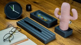 Resim Kayigo Gri Woody Üçlü Ofis Seti- Pembe Kaktüs 