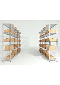 Resim Raf Burada 5 Katlı Galvaniz Çelik Raf - Depo, Arşiv, Kiler, Dosya, Market Rafı-31x60x200 cm- 1.00 mm 