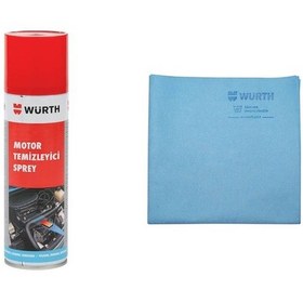 Resim Würth Motor Temizleyici Temizleme Spreyi ve Würth Mikrofiber Bez 