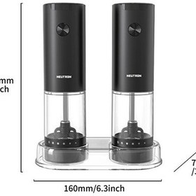 Resim Neutron Ntl-pg-33d Pilli Tuz Ve Baharat Öğütücü Değirmen İkili Set Siyah 