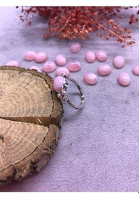 Resim Nsa Gümüş Pembe Opal Taşı Gümüş Yüzük 925 Ayar Doğal Taş 