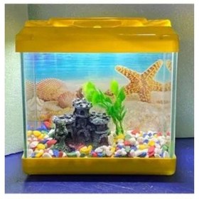 Resim Sarı Renkli Mini Kare Akvaryum 20x20x15 