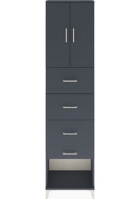 Resim Arges Dolap Tek Raflı 4 Çekmeceli 2 Kapaklı 60x30x243 Antrasit-antrasit Antrasit 