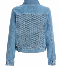 Resim Kadın Açık Mavi Arkası Örme Denim Ceket - L 