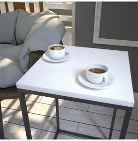 Resim Pure Beyaz Yan Sehpa & Servis Sehpası Metal / Metal Ayaklı 