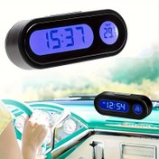 Resim LCD Arka Aydınlatmalı Dijital Ekran 2'si 1 Arada Araba Saati Araba Stil Aksesuarları Araba Saati Dijital Termometre Işıklı 