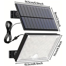 Resim Xuweiwei Dış Mekan Solar Aydınlatma Beyaz Işık 400 Led Hareket Sensörlü Bahçe Duvar Lambası 120 Derece 5 Metre Kablo Beyaz Işık 