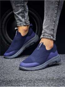 Resim Unisex Ortopedik Bağcıksız Triko Spor Ayakkabı-lacivert-227 Lacivert 