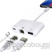 Resim Ally Usb Type C 3İN1 Ethernet RJ45 Ve Usb Kamera Adaptörü NK107C 