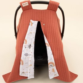 Resim Puset Örtüsü - Çift Taraflı - Kiremit Örgü - Turuncu Kuyruklu Yıldız 