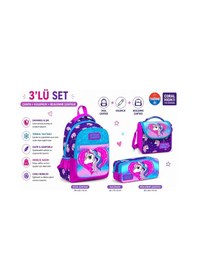 Resim Coral High Okul Çantası Mor Pembe 23492+ıki Bölmeli Kalem Çantası 22397+ Beslenme 11856 Çok Renkli 